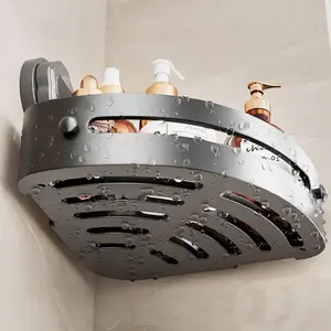 Space-Saving Suction Bath Shelf, No Drilling Needed, Durable Triangle Hook Design, Ideal for Shower and Toilet Walls/tiles, Multi-Functional Storage Rack, Bathroom Organizer, Shower Caddy