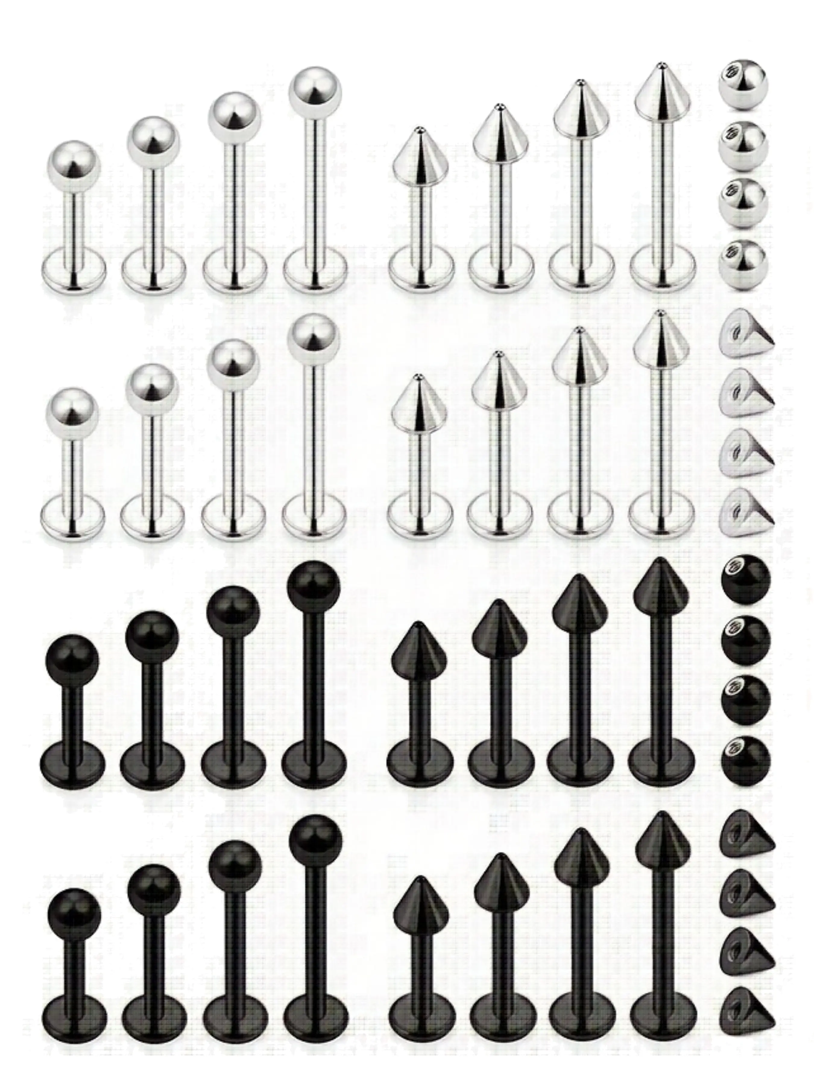 32pcs 316 Lip Ring Snake Bite Body Piercing Jewelry, Spiral Ear Studs for Men and Women, 6mm-12mm, 316 Stainless Steel, Party & Daily Wear, High Quality Jewelry