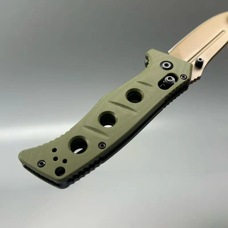 Ultralight Camping Folding Knife Benchmade-Style- 8cm Locking Blade, 11cm G10 Handle, 20cm Total (Black/Green), Inspired by Premium Design