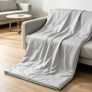 King Size Solid White, Gray & Light Blue 90×108 Inch Oversized Cooling Summer Blanket, Lightweight Breathable Soft Cooling Quilt Perfect for Queen King Double Bed, Master Bedroom, Guest Room and All Season Home Bedding Decor