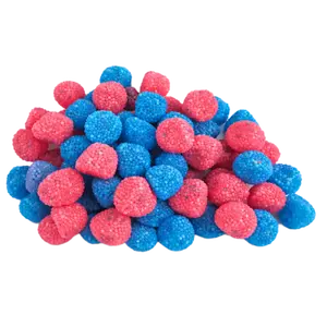 Blue & Pink Berries Chewy, Crunchy-topped Gummies combine a soft gummy center with a lightly textured candy shell