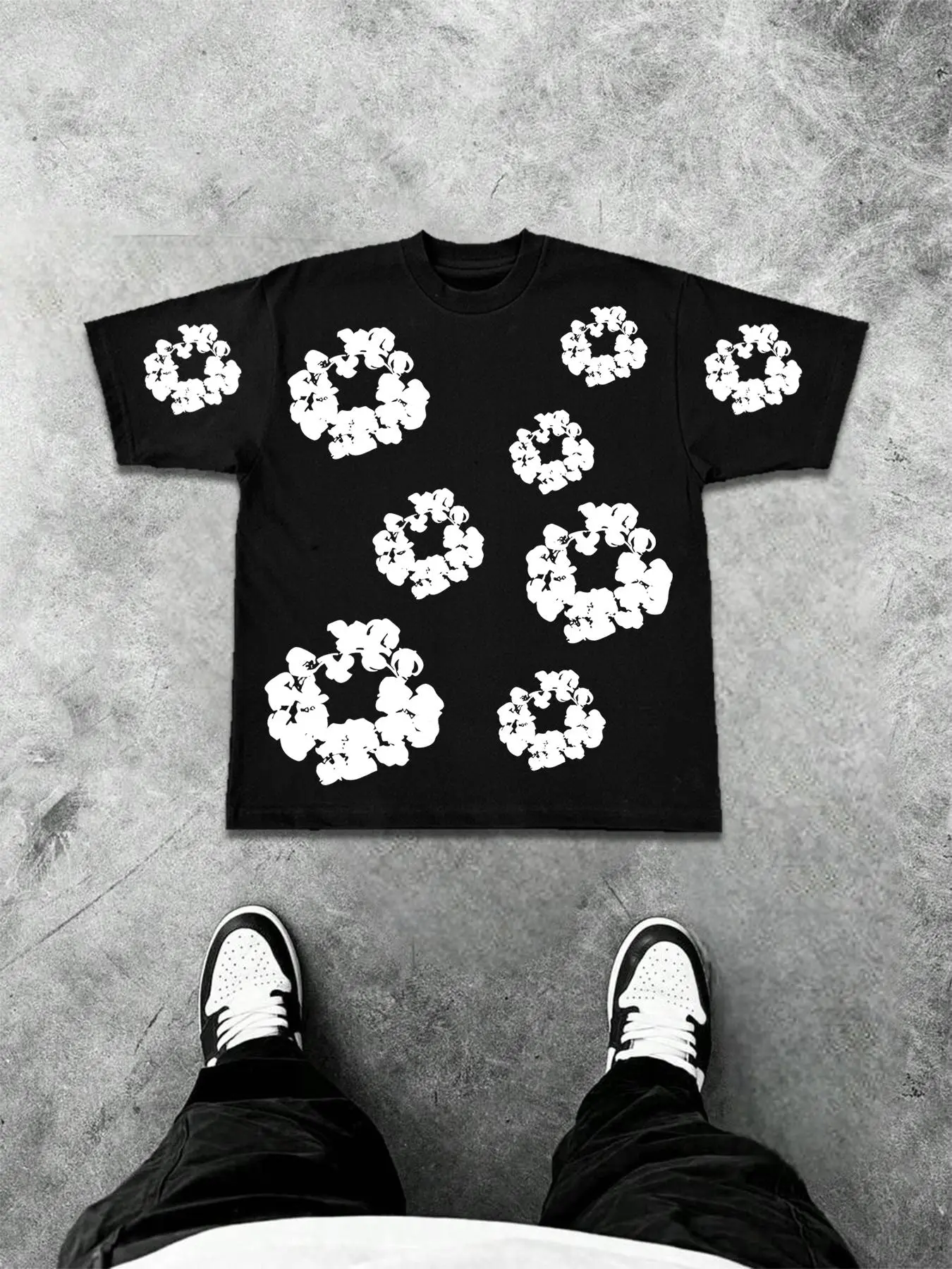 Men's Floral Graphic Print Round Neck Tee, Loose Casual Fashion Short Sleeve T-shirt for Daily Wear, Men's Top for Summer, Menswear