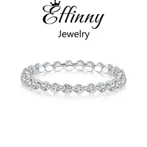 Effinny 1.0ct Classic Round Cut Full Eternity Wedding Ring In Sterling Silver,5A Cubic Zirconia Stackable Ring for Women In Sterling Silver Outdoorfun