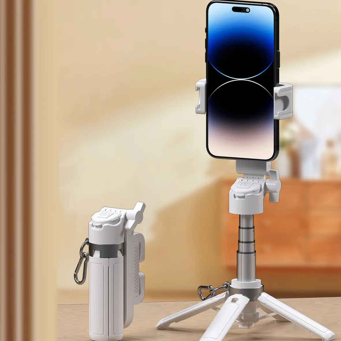 White selfie stick (no light, no lens)