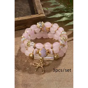 Pink Beaded Bracelet Set