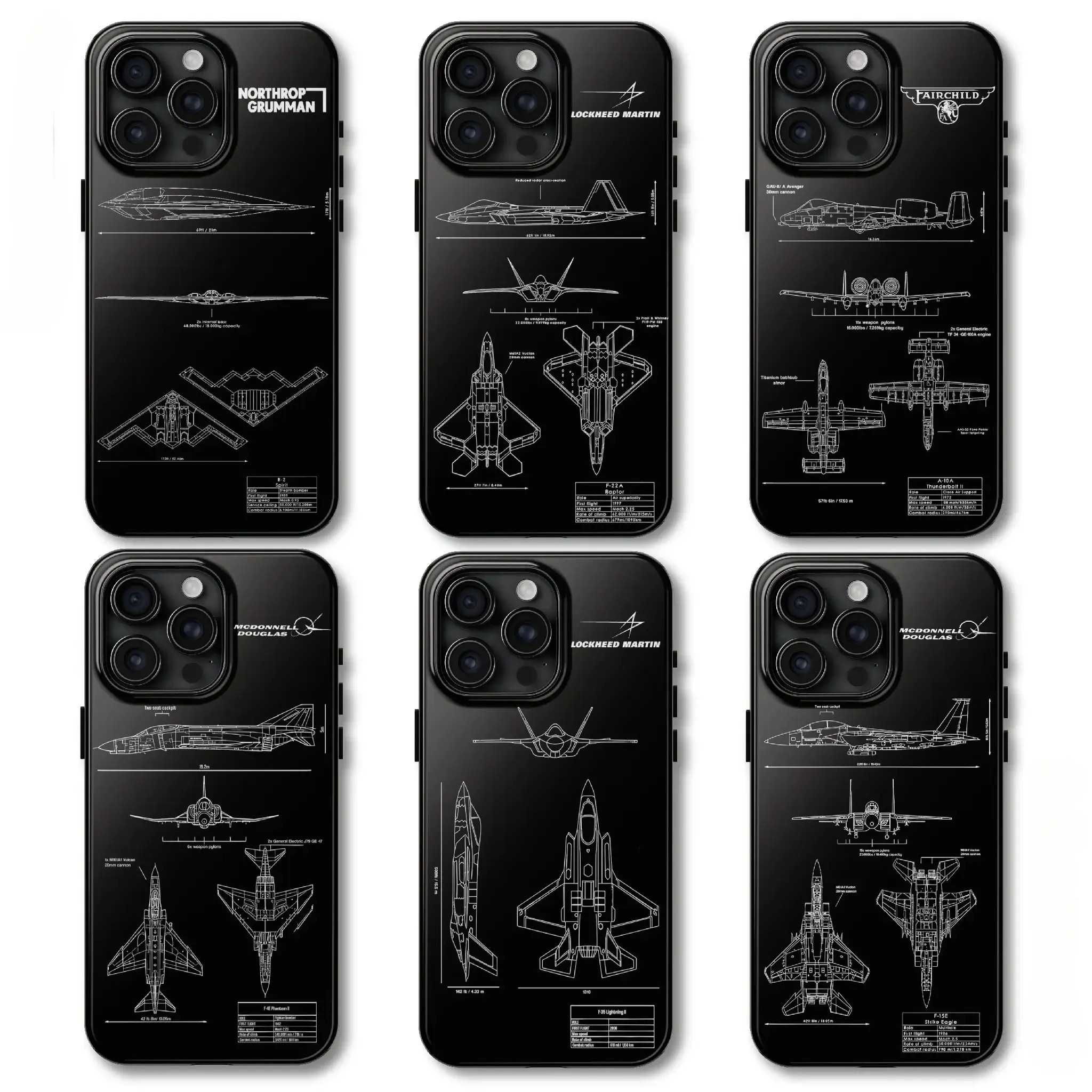 US Military Fighter Jets Blueprint Phone Case B2 Spirit F22 Raptor Phone Case Protection, Shockproof For IPhone 17-12, Pro Max, Pro Plus, and Samsung S25 24 23 Safety Case