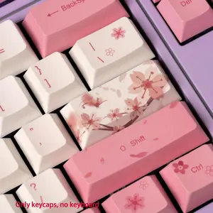 Liu Fei DigitalCherry Blossom Anime Style Mechanical Keycaps, OEM Profile, Cherry MX Switch Compatible