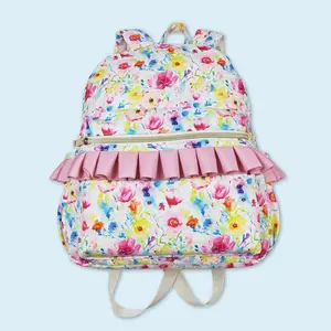 Pink floral baby girls backpack back to school bag