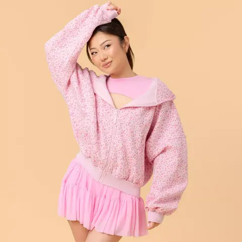 Blogilates Women's Mommy & Me Marshmallow Full Zip Hooded Sweatshirt