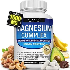 Toplux Magnesium Complex Supplement, 8 Essential Magnesium Forms, 1000mg, for Fitness & Healthcare
