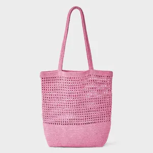 Netted Crochet Tote Bag - Shade & Shore Pink