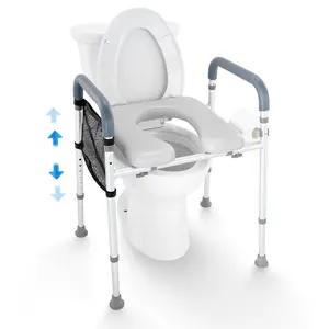 VEVOR Raised Toilet Seat with Arms, 400 lbs Load Capacity, Adjustable Height and Width, Commode Cushion Padded Elevated Toilet Seat Riser with Handles for Seniors, Elderly, Handicap, Disabled, AdultsVEVOR Super Brand Day