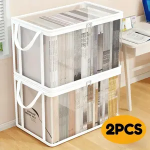 Transparent Storage Box Set, Large Capacity Organizer for Books Clothes Snacks, Space Saving Durable Design, Ideal for Office Home