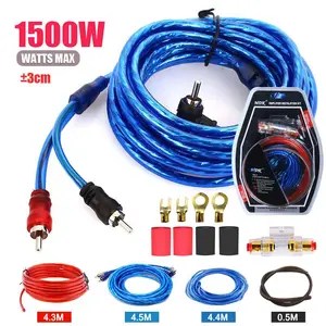 1500W Car Subwoofer Amplifier Wiring Kit, 8 AWG AMP Installation Power Audio RCA Cable FUSE AGU