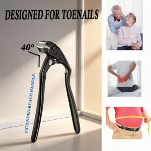 Ergonomic Long-Handle & Curved Clippers Set for Waist Comfort Seniors Includes Lockable Nail Clipper & Cuticle Nipper Unisex Easy Trimming Gift for Parents