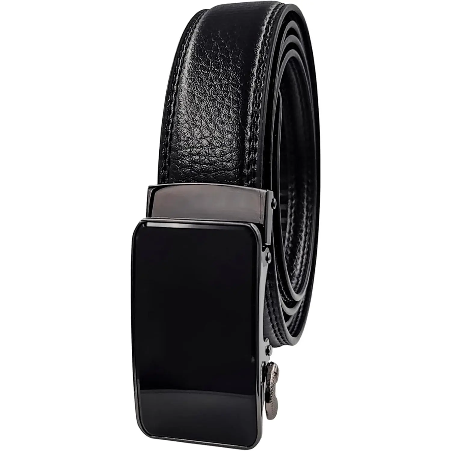 Women's Belt Leather Ratchet Dress Belt with Sliding Adjustable Buckle Width 1 1/4 inches, Length 52 inches