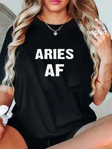 100% Cotton Aries AF Birthday T shirt March April Zodiac Funny Gift T-Shirt