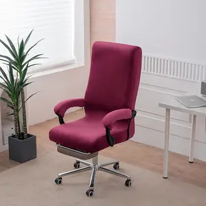 3-Piece Thick Elastic Plush Chair Covers Set, Zipper Office Chair Seat Protector with Armrests, Boss Chair Cover for Home & Office Use, Stretch Chair Slipcover