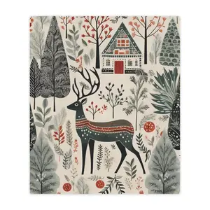 Scandinavian Christmas Minky Blanket, Norwegian Christmas Blanket, Holiday Blanket, Family Holiday, Folk Art Design Blanket, Scandi Xmas