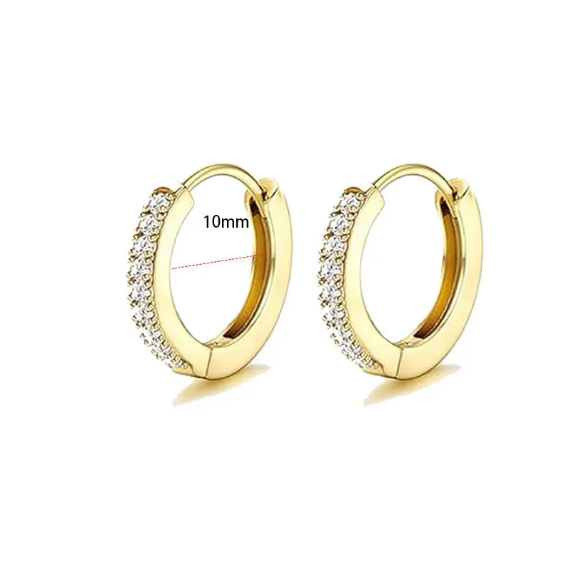 A pair of gold 10mm white zirconium