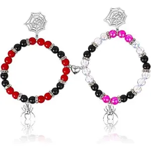 Spider Charm Beaded Bracelets for Love, Casual Simple Plain Color Magnetic Heart Charm Bracelet for Women & Men, Fashion Jewelry for Party, Daily Clothing Decor, Matching Bracelets, Couple Friendship Family Bracelet