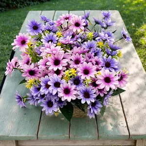 8pcs Realistic Artificial Chrysanthemum Flowers - UV-Resistant Plastic Multicolor Blooms Suitable for /Outdoor Mound for Home Garden Balcony Window Decor - Low-Maintenance - Decoration (Christmas, Halloween, Mother's Day)