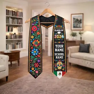 Custom Mexico Graduation Sash, Personalized Mexican Flag Grad Stole, Serape Style Graduation Sash for Senior Graduation Ceremony Graduation Stole