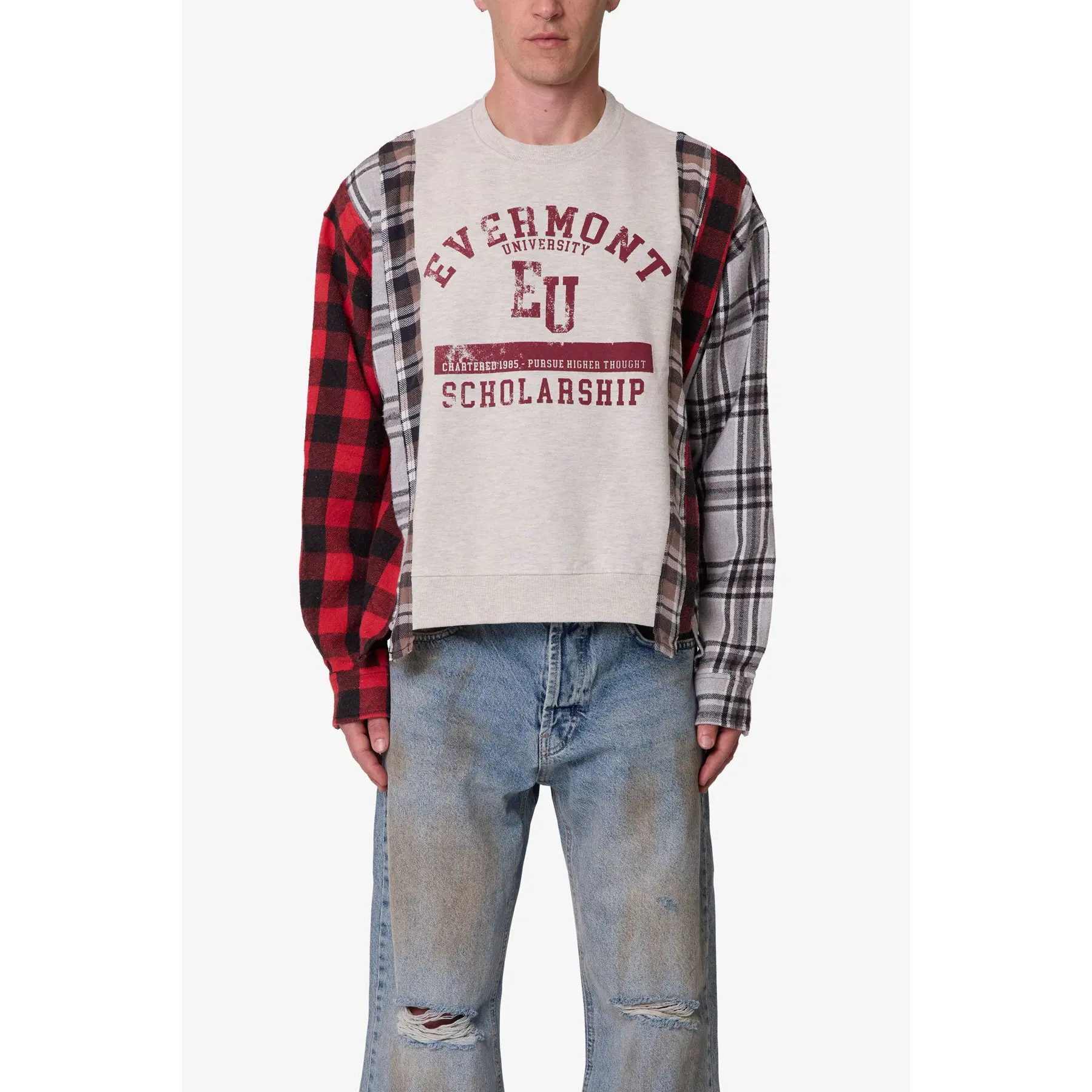 mnml Mixed Flannel Crewneck Sweater - Multi mnml Mixed Flannel Crewneck Sweater - Multi