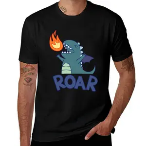 Kawaii "ROAR" Fire-Breathing Dino Graphic Tee - Available in Black & White - Premium Cotton Unisex Shirt