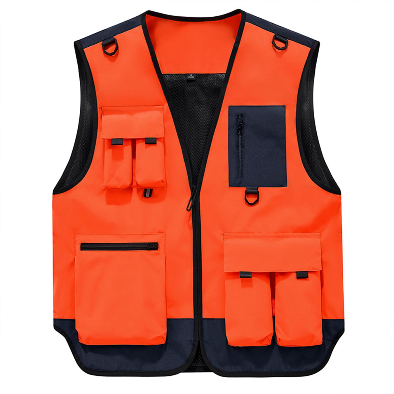 Men’s Color Block Multi-Pocket Utility Vest – Breathable Mesh-Lined Outdoor Cargo Vest