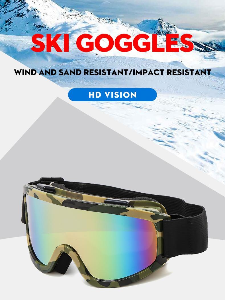Large Frame Ski Goggles for Men Women Colored Lens Anti-Fog Anti-Glare Snowboard Goggles Wide Vision Sponge Padding Comfortable Fit Snow Goggles for Skiing Snowboarding Winter Outdoor Sports Mountain Riding