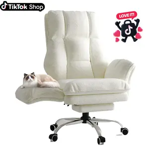 【New Year Sale】Office Chair Ergonomic Desk Chair, Super Soft Plush Teddy Velvet Home Office Chair,  Back Adjustable Lumbar Support Flip-up Arms Executive Task Chair for Men/Women