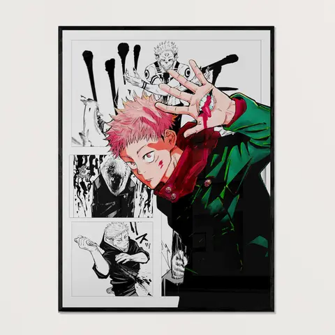 Jujutsu Kaisen Poster, Manga Art, Anime Wall Poster, JJK Posters, Minimalist Painting Gallery Colorful Art Room Decor - Satoru Gojo, Yuji Itadori, Megumi Fushiguro Decoration Artistic Photo Print Wall Ornaments