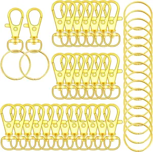 Snap Hooks  70PCS Swivel with Key Rings Metal Lobster Claw Clasp Keychain Rings Crafts Gold 1.2inch 32mm