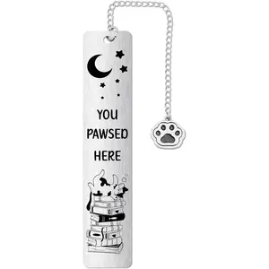 Compact Zinc Alloy Cat Bookmark - Cute Print, Sleeping Kitten Design, "You Pawsed Here" Detail - Office Stationery Reading Accessory Gift for Cat Lovers