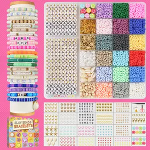 Clay Beads Bracelet Making Kit - 6000 Pcs, 6mm Polymer Clay Beads Set for Jewelry Making. Letter Box, and Abundant Accessories for DIY bracelet，Necklaces, Crafts Gift for Girls Handcraft