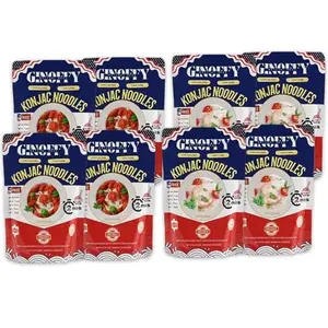 Ginoffy Konjac Noodles Gluten Free Noodles Two Types 62.4 OZ(Pack of 8)| 4 Fettuccine & 4 Angel Hair Shirataki Noodles Organic Low Calorie Spaghetti, Keto, Vegan, Low Carb Pasta Perfect for Healthy Instant Meal, Holiday, Party