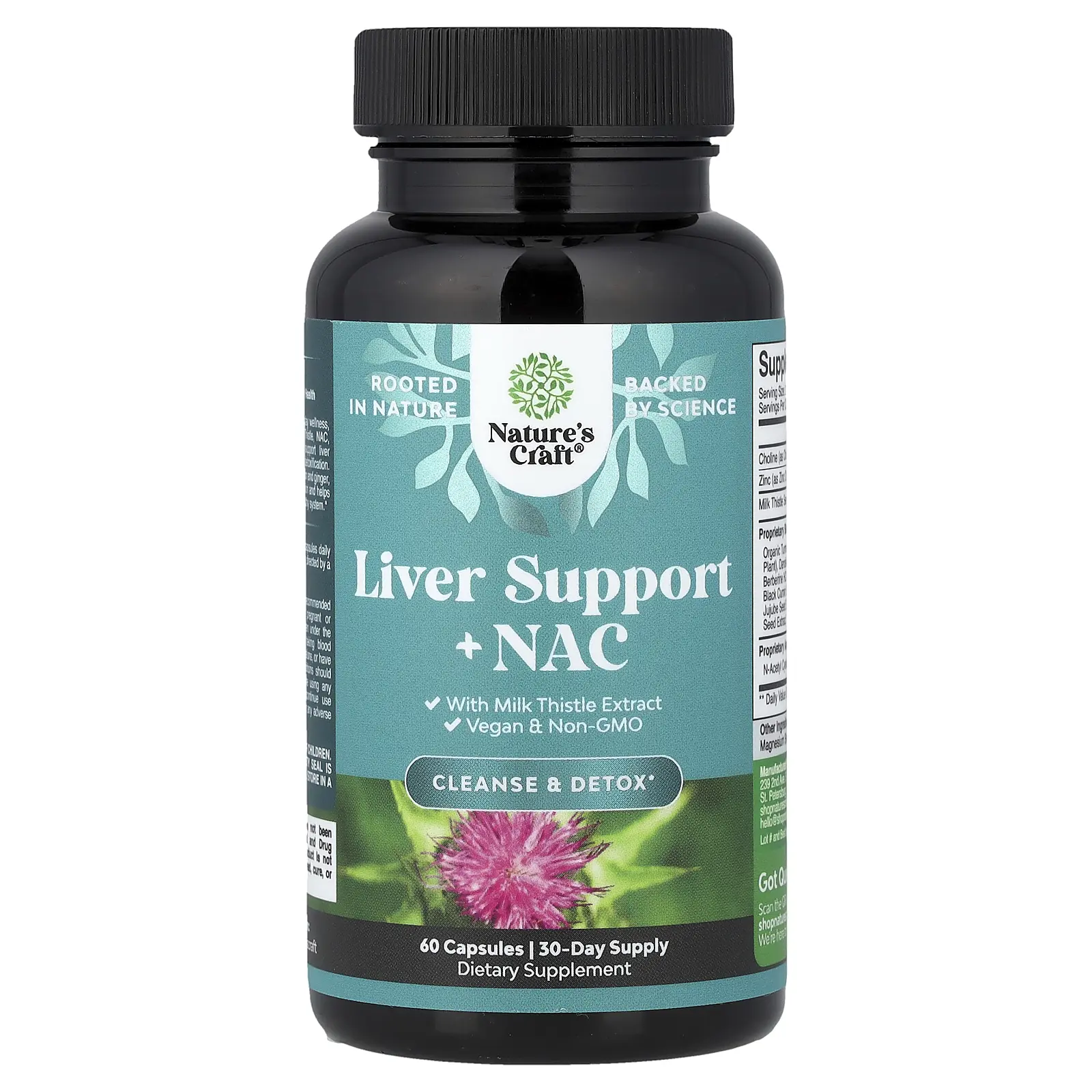Nature's Craft Liver Support + NAC with Milk Thistle Extract, 60 Capsules