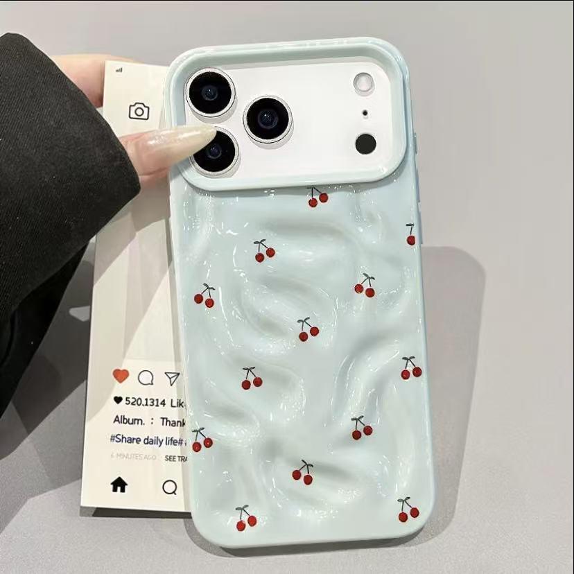 Textured Meteorite Cherry Case PremiumProtection + Irresistible Style! Phone Case withLens Guard, Full - Coverage Drop Protection coniPhone 17/16/15/14/13/12 Pro /11