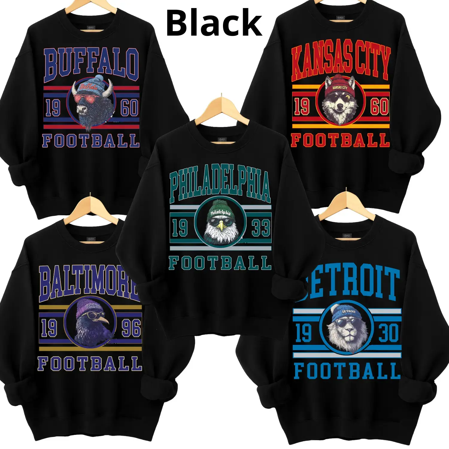 Vintage All Team Custom Spirit Animal Football Graphic Sweatshirts BLACK COLOR, All Team City Animal Sports Pullover Retro Game Day City Football Sweatshirt CaSual Game Home Town Pullover Cotton Trending