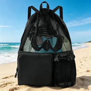 Mesh Drawstring Backpack with Shoe Bag, Swim Rope Bag, Handle Gym Yoga Beach Travel Sandbag, Large Capacity Fitness Beach Travel Bag
