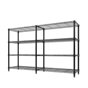 4-Tier Metal Storage Shelves, 60" H Heavy Duty Wire Shelving Unit, 1060 LBS Adjustable l-Shaped Storage Rack for Garage, Kitchen, Pantry, Basement, Commercial Organization, 59"W x 13.8"D