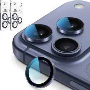 2-Pack Anti-Reflection Camera Lens Protector for  17/16/15 Pro & Pro Max, Easy Installation, Anti-Scratch, 9H Hardness, 98% Ultra Clarity, Maintains  Lens Design - Blue