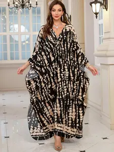 Women's Kaftan Dress, Casual Bohemian Style Long Sleeve Dress for Beach Vacation Holiday, Ladies Clothes for All Seasons