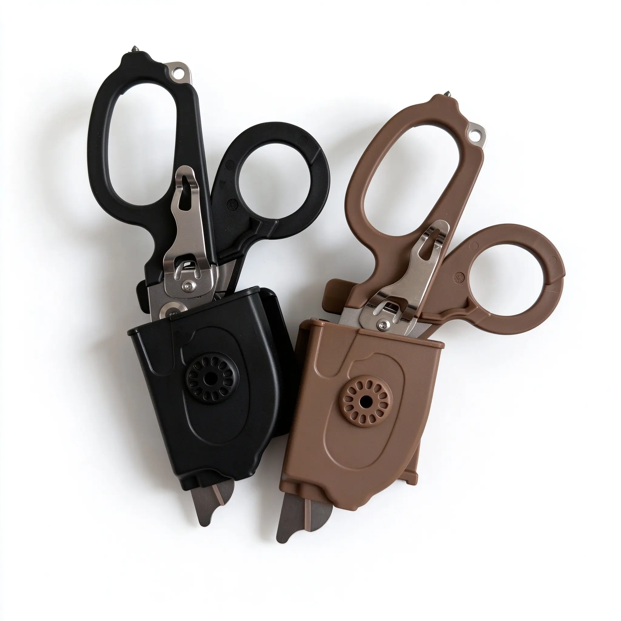 6-in-1 Multifunctional Foldable Trauma Shears, Stainless Steel Tactical Medical Scissors with Holster, Strap Cutter, Matching Adjustment Wrench for Emergency Survival