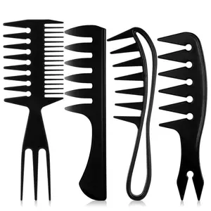 Men's Styling Comb Set of 4, Wide Tooth Comb, Hair Clips, Dye Texture Comb, Anti-Static Fake Bangs Comb, Heatless Styling Tool, Hair Styling Tools