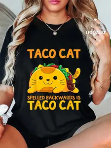 100% Cotton Unisex Tacocat Spelled Backwards Shirt Taco Cat Cinco De Mayo T-Shirt