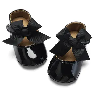 Infant Baby Girls Mary Jane Flats Bowknot Wedding Dress Shoes Soft Sole lightweight Newborn Sneakers First Walker Non-Slip Crib Shoes for 0-6-12-18 months Princess Dress Shoes for 0-1-1.5 yrs old