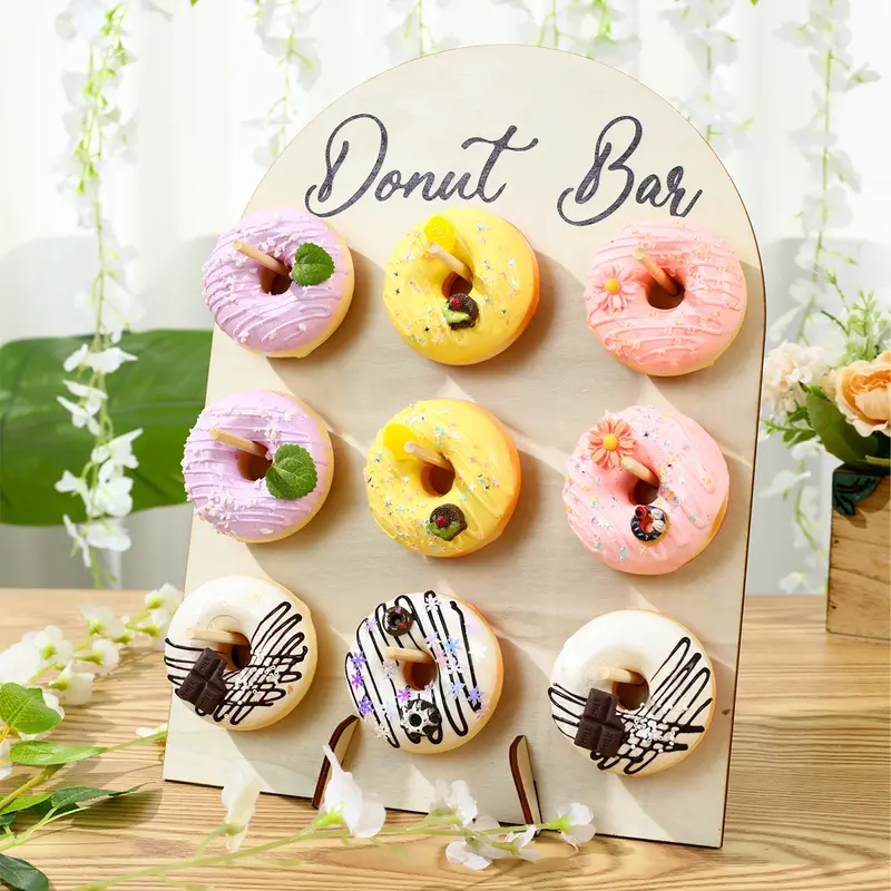 Wooden Donut Stand Board (26*35cm-1) - Cupcake Stand Tray, Home Supplies Tabletop Organizer Rack, Wall Display, Decorations for Home, Birthday Party Cake Decorating Tool