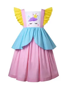 Girls Unicorn Princess Costume Kids Toddler Birthday Party Halloween Cosplay Fancy Dresses UP pink  girl